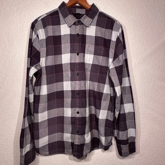 Prana Los Feliz Flannel Long Sleeve Button Up Shirt Charcoal Medium Slim - Picture 3 of 12